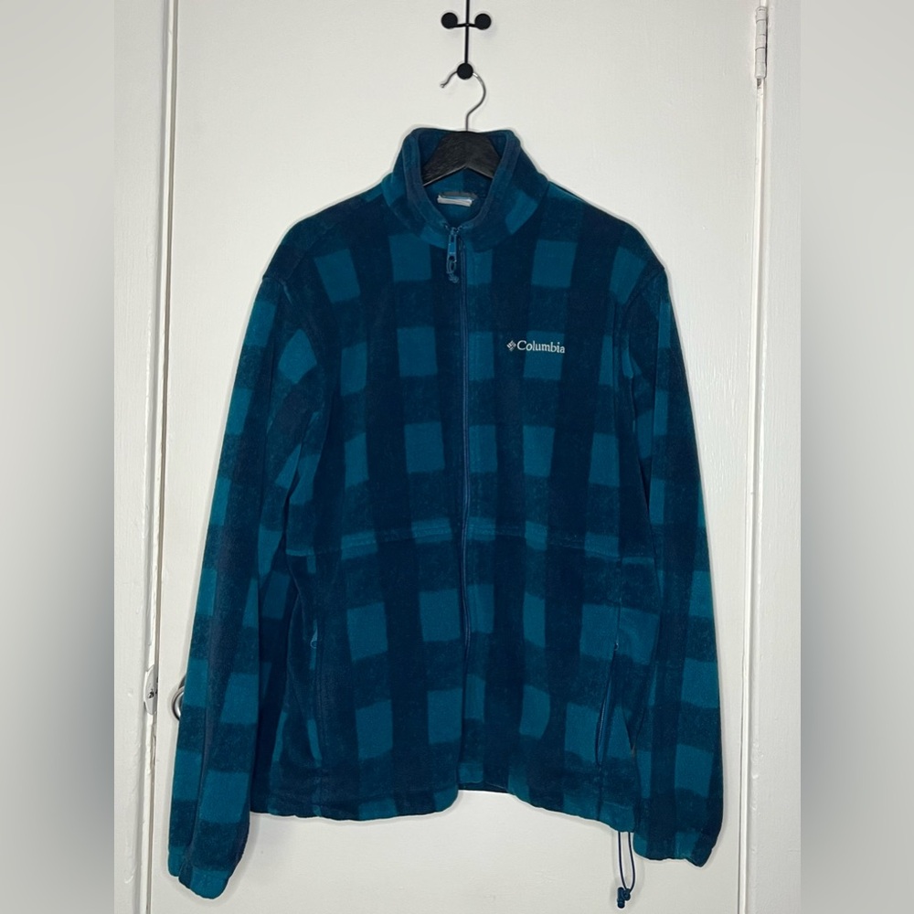 Columbia Men's Blue Checkered Fleece Jacket